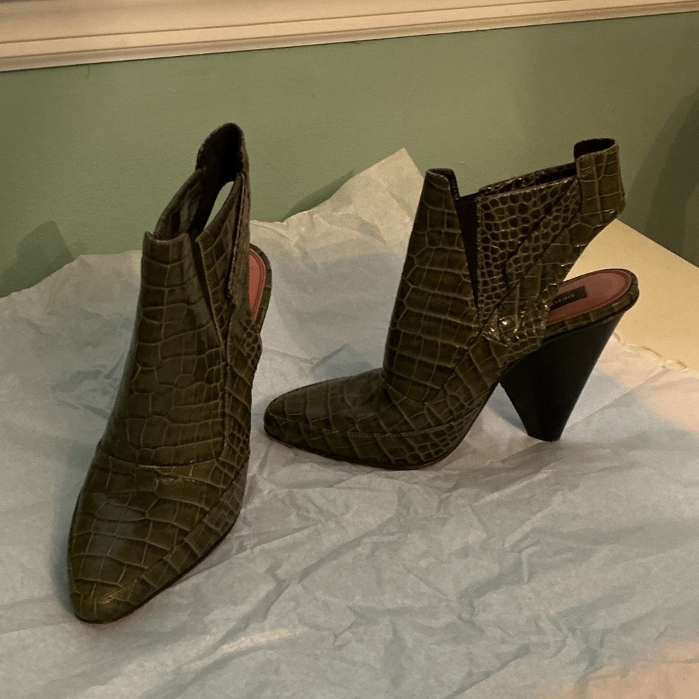 Derek Lam Green Textured Heeled Boots